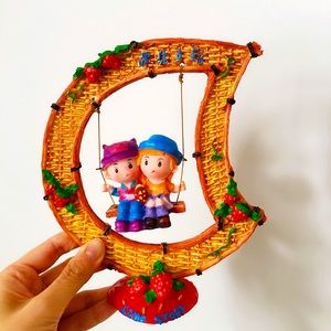 HostPick 4/$22 Love Story Doll Swing Strawberry Home Decor Clay Vintage Figurine